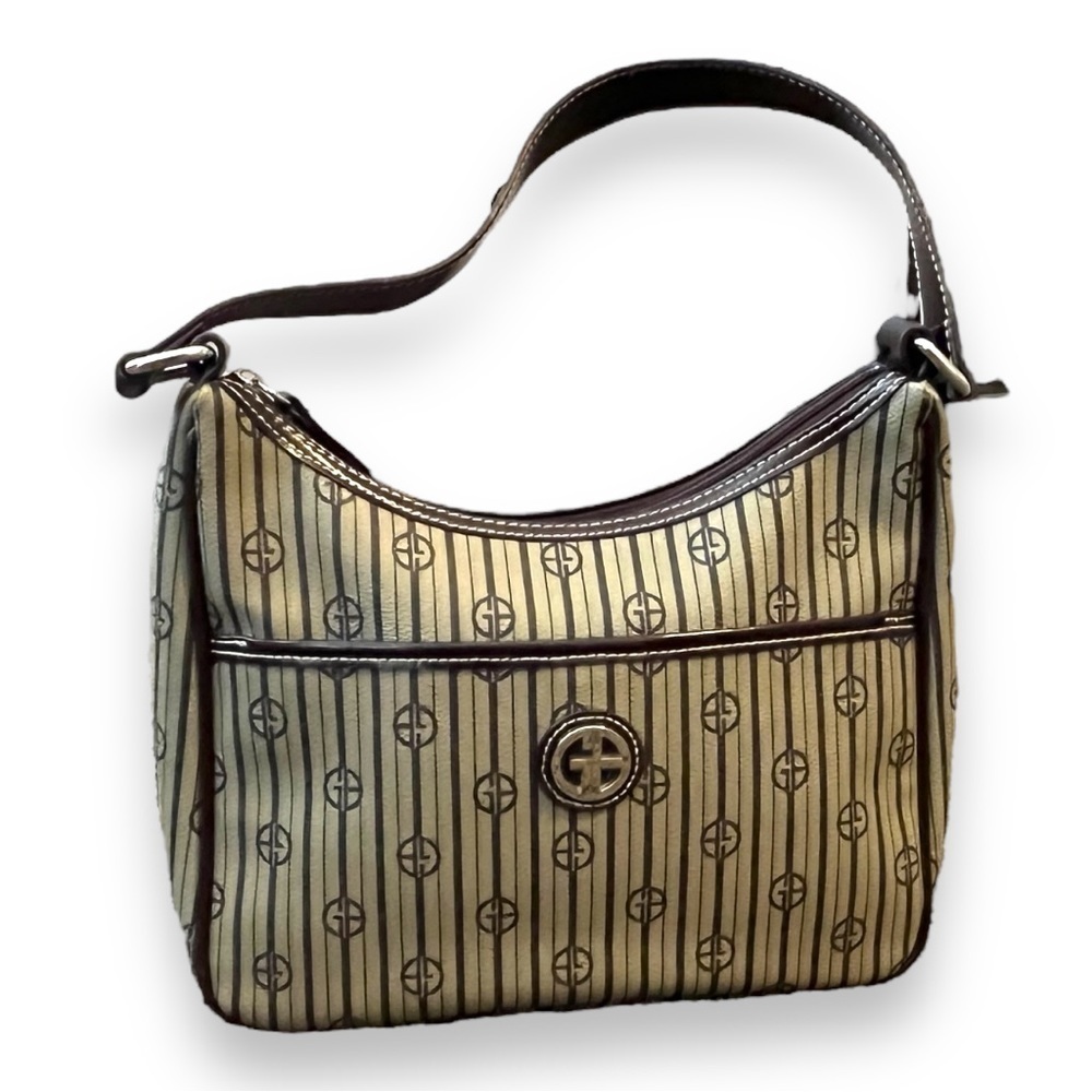 GIANI BERNINI Striped Signature Print‎ Shoulder Bag